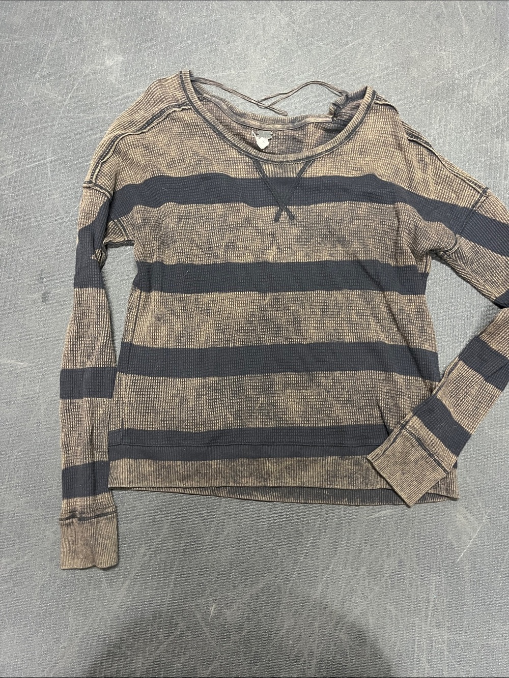 We The Free Brown and Black Striped Long-Sleeve Thermal Tee